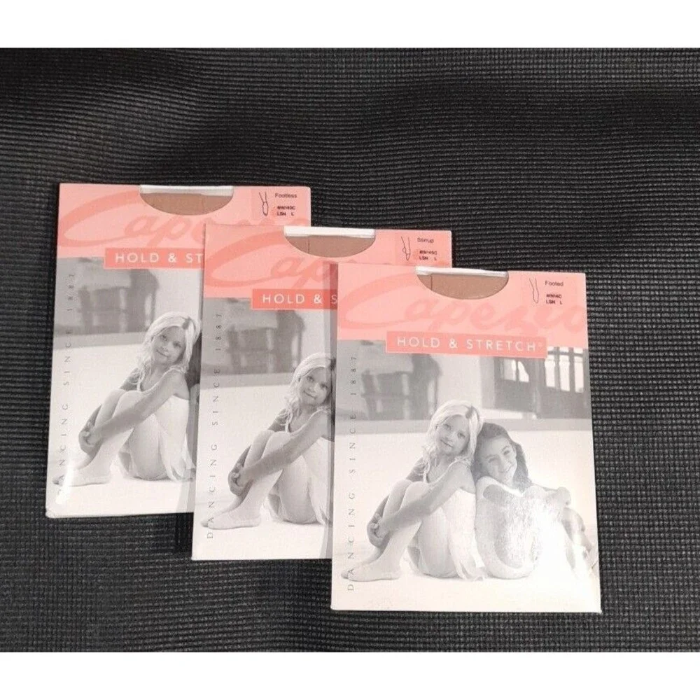 Capezio Girls Ballet Dance Tights Variety, Nude Sz L, Lot Of 3